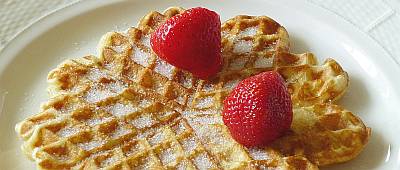 Waffel mit Erdbeeren